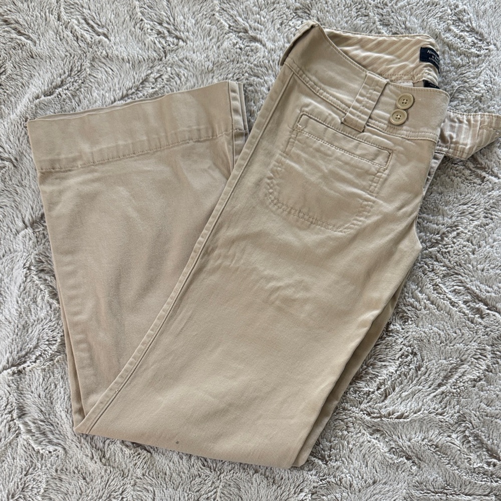 Abercrombie & Fitch Wide Leg Pants in Beige